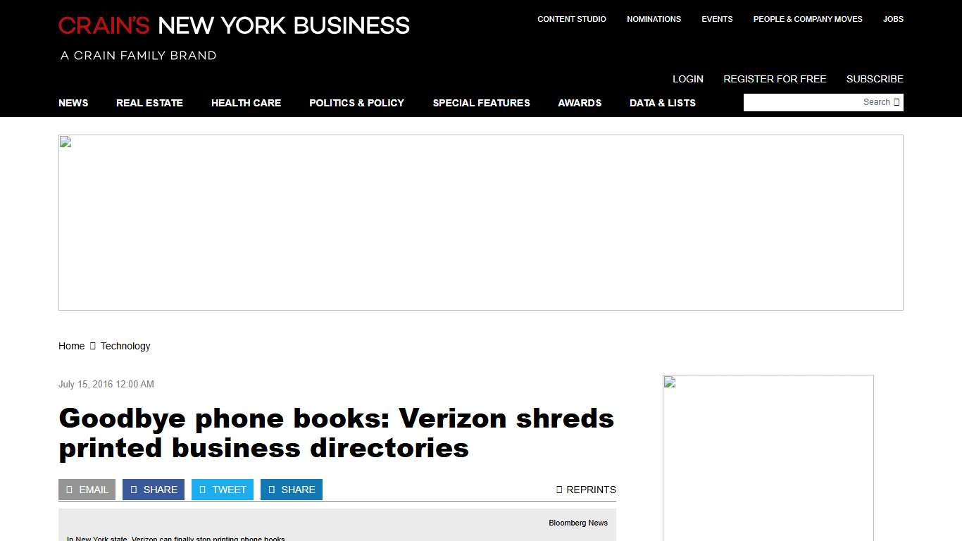 Verizon will stop dsitributing and printing phone books in New York Crain's New York Business